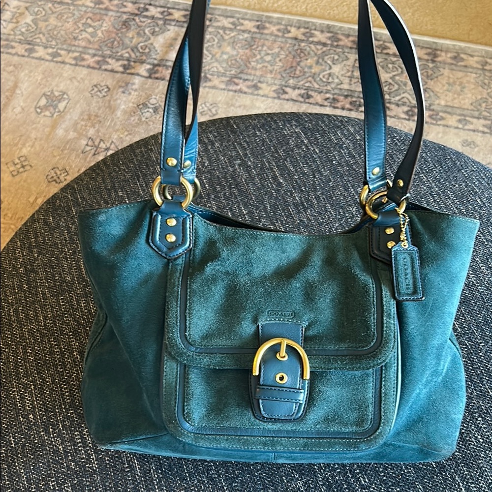 Coach SoHo Teal Suede Shoulder Bag